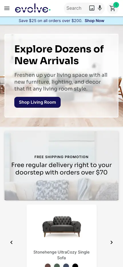 Evolve Headless Storefront Mobile